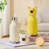 Insulated Stainless Steel Water Bottle with Detachable Soft Animal Head Fun Drinking For Kids with Flexible Reusable Straw (Pig)