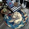 Tiger in Waves Round Area Rug,Carpet Rug for Living Room Bedroom Sofa Playroom Decor,Non-slip Floor Mat
