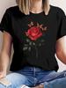 Fashionable elegant T-shirt with artistic graphic of roses and butterflies plus size for aUnisextes of the romantic style
