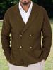 Men's Outdoor Casual Loose-fitting Plain Knit Jacket With A Green Collar And Double-breasted Buttons
