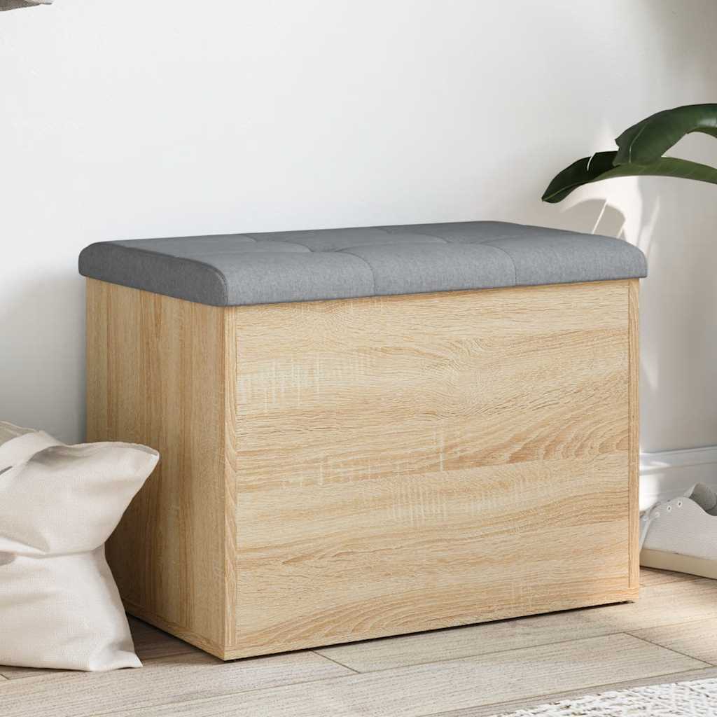 Storage Bench Sonoma Oak Finish 62 X 42 X 45 Cm Engineered Wood