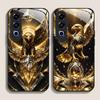 Stylish Eagle Golden Diamond Pattern Tempered Glass Phone Case for OnePlus 13R 12 11 10 9 Nord CE4 3 2 Lite ACE2 ACE3 Pro Cover