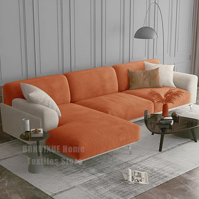 Velvet Sofa Seat Cushion Cover Stretch Plush Thicken Sofa Cover For Living Room L Shape Luxury Corner Furniture Sofa Slipcovers