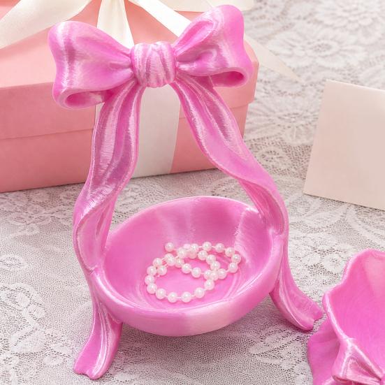 3D Printed Bow Jewelry Tray, Ring Dish, Entryway Table Trays, Decorative Trinket Dish, Jewelry Organizer Tray for Rings Necklaces Bracelets Keys