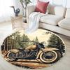 Vintage Motorcycle Round Area Rug,Carpet Rug for Living Room Bedroom Sofa Playroom Decor,Non-slip Floor Mat