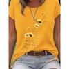 T-shirt da Donna in Cotone a Maniche Corte Ramo Floreale Viola Maglietta da Donna Fiore Delicato ad Acquerello Top Viola Chiaro
