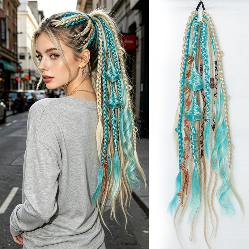 24 Inch Synthetic Handmade Braided Ponytail for Women Mixed Braid Patterns Easy Install Versatile Look Daily Party Cosplay
