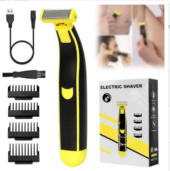 

Men’s Wet/Dry USB Rechargeable Electric Razor, Fully Washable Hair Remover & Shaver Black and Yellow Standard чёрный