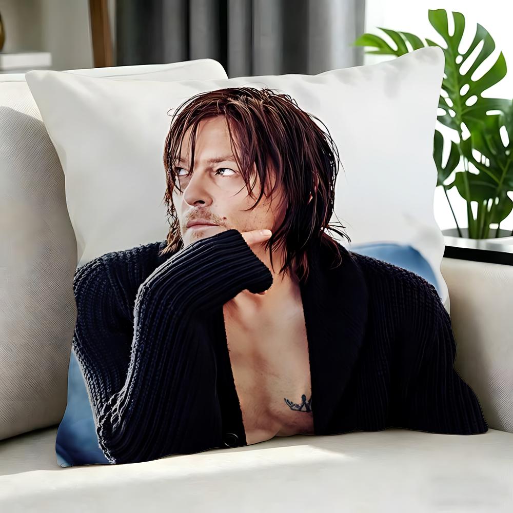 Actor Norman Reedus Cushion Cover Cushion Cover Set 4Pcs 50X50 45X45 40X40 Pillowcase Decorative Sofa Home Decor
