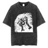 Unisex Washed Vintage Horror Anime Junji Ito Uzumaki Graphic T-shirt Men Women Manga Retro Oversized T Shirt Y2k Casual Cotton T-shirts