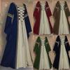 Abito Maxi da Donna a Maniche Lunghe con Scollo Quadrato, Vestibilità Aderente, Costume Storico Medievale Rinascimentale Vintage