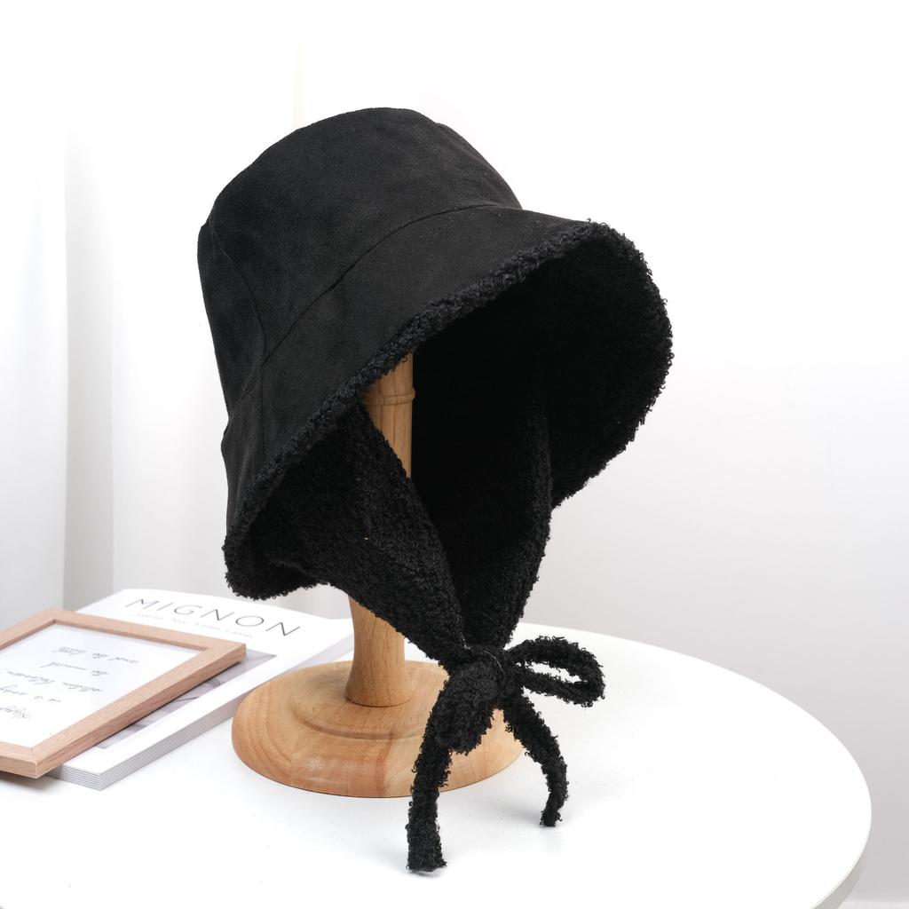 Fisherman's hat, basin hat, men's and women's fleece, ear protection, lamb suede, thickened one in autumn and winter