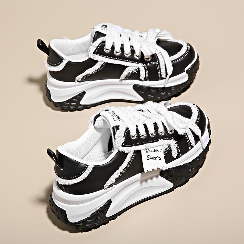 

Универсальные туфли для скейтборда с круглым носком и толстой подошвой, дышащие, удобные, модные, повседневные, спортивные туфли 40 чёрный