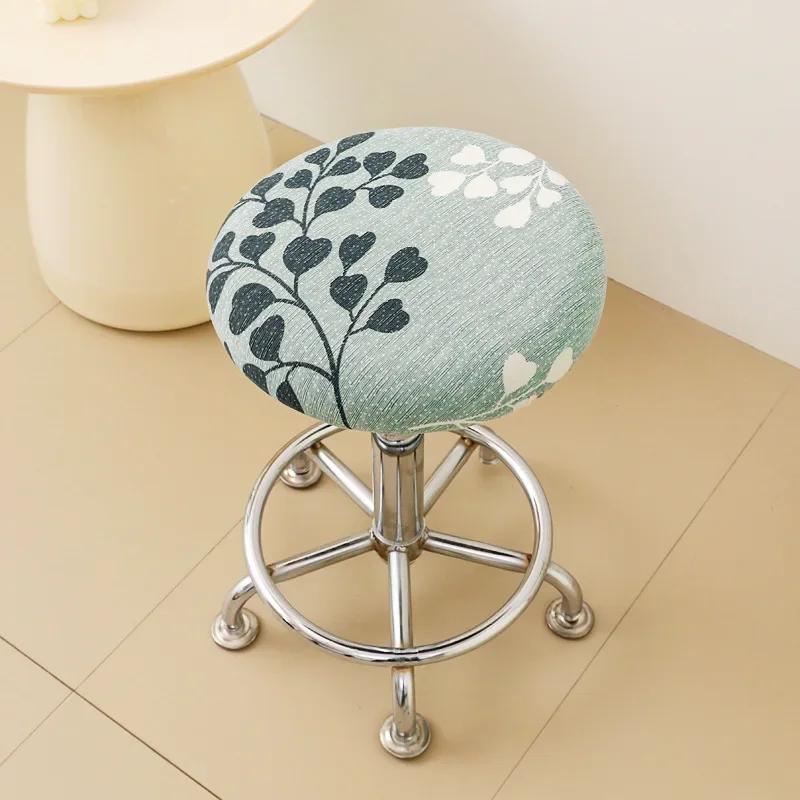 Verstellbarer runder Hockerbezug Spandex Druck Floral Hockerhülle Matte Heim Stuhlschutz Barhocker Stretch Stuhlhusse