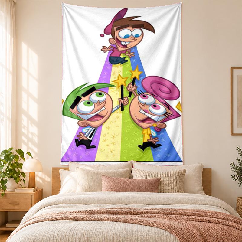 Fairly OddParents Wandteppich hohe Qualität zur Dekoration von Wohnzimmer Schlafzimmer Studentenwohnheim Wänden ideal als Schlafzimmer Wandkunst oder Weihnachtsgeschenk