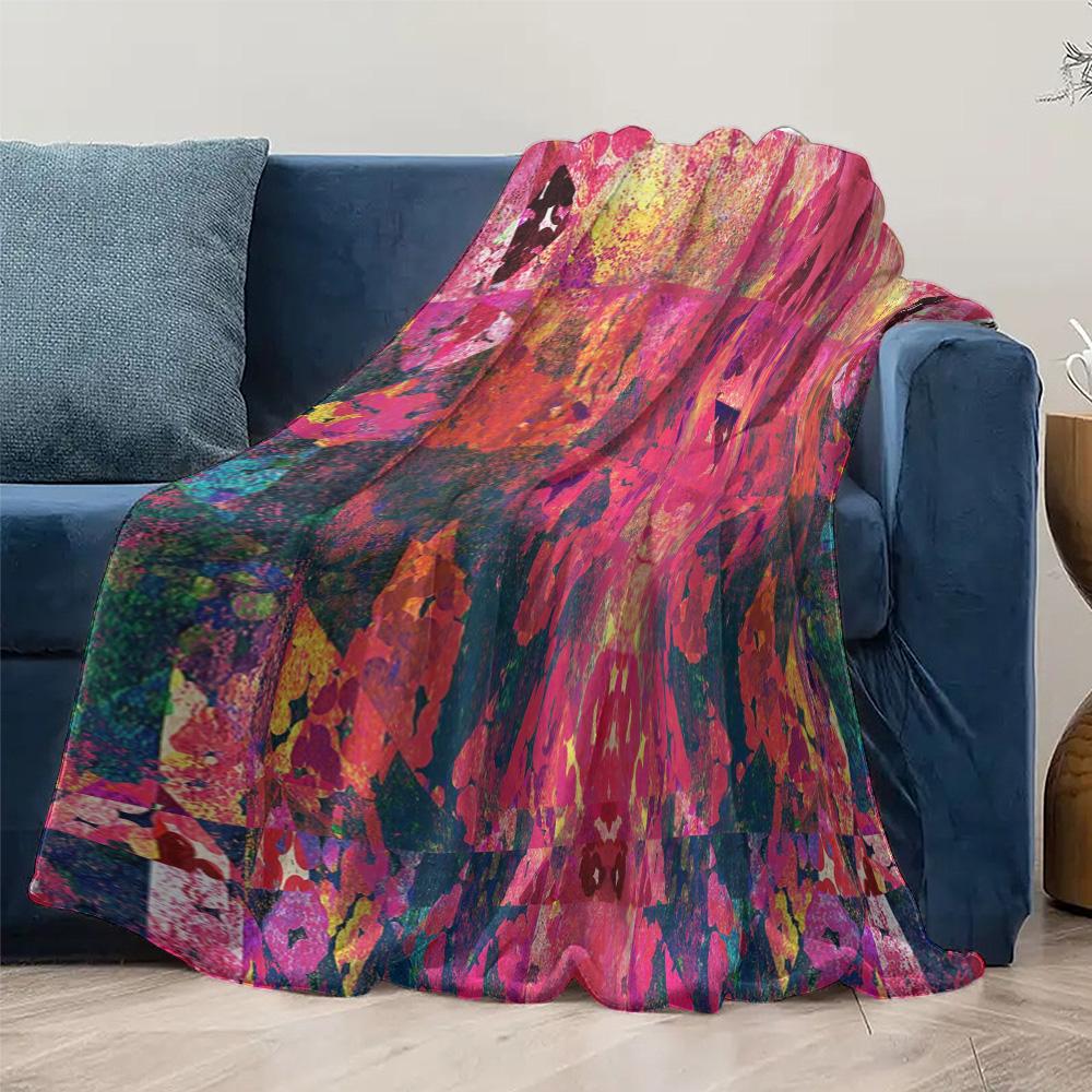 Vibrant Abstract Colorful Geometric Print Throw Blanket Sofa Bed Decorative Bedspread Gift