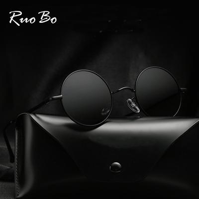 RUOBO retro polarizované slnečné okuliare s okrúhlym kovovým rámom okuliare pre mužov a ženy šoférovanie rybárčenie značkové slnečné okuliare UV400