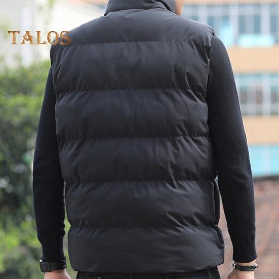 Чоловічий бавовняний жилет, осінь-зима, трикотажний комір без рукавів і застібка-блискавка, з кишенями, однотонне потовщене стьобане жилетне пальто