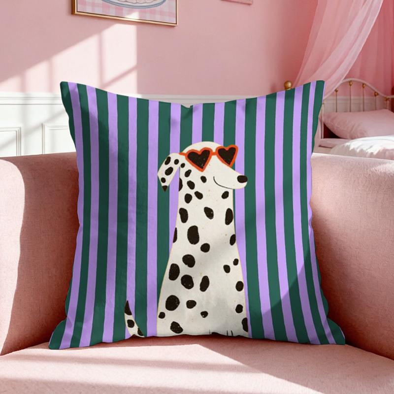 Vikama Check And Spot Dog Throw Blanket, Home Decoration Zipper Sofa Cushion Cover, Bedroom And Living Room Sofa Cushion Cover