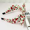 1/2pcs Elegant Sweet Multicolor Cherry Printed Wide Edge Tied Rabbit Ear Hairbands Hair Styling Tools for Volume Part Management