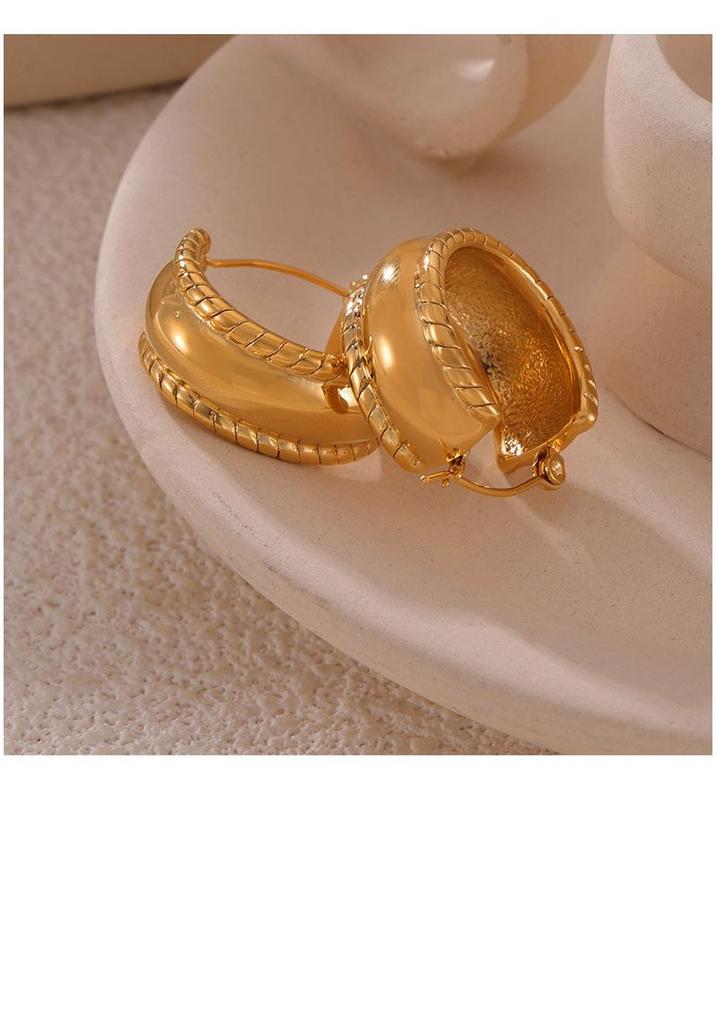 Gold Plated Geometric Titanium Steel Earrings - Elegant Cool Style for Women