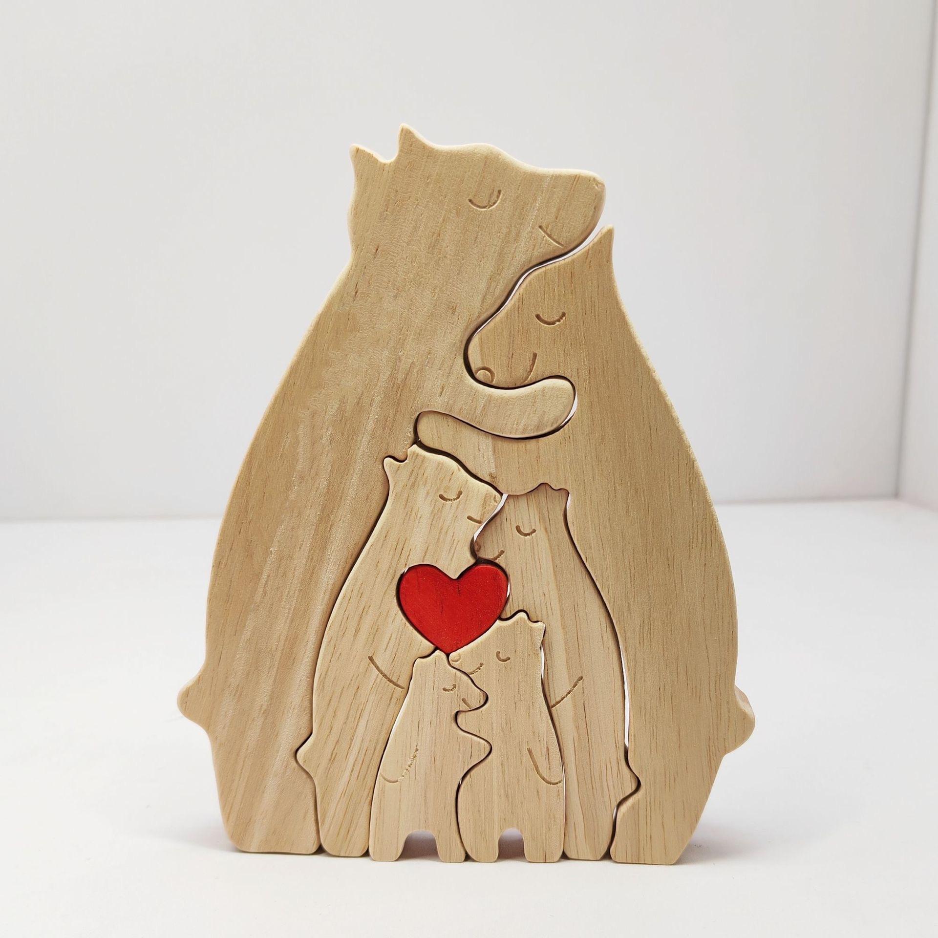 

Изготовленная на заказ деревянная головоломка «Семья медведей» с 2–6 именами, красочный дизайн в виде сердца, идеальный подарок на День матери, День отца, День благодарения, Рождество 6 Names