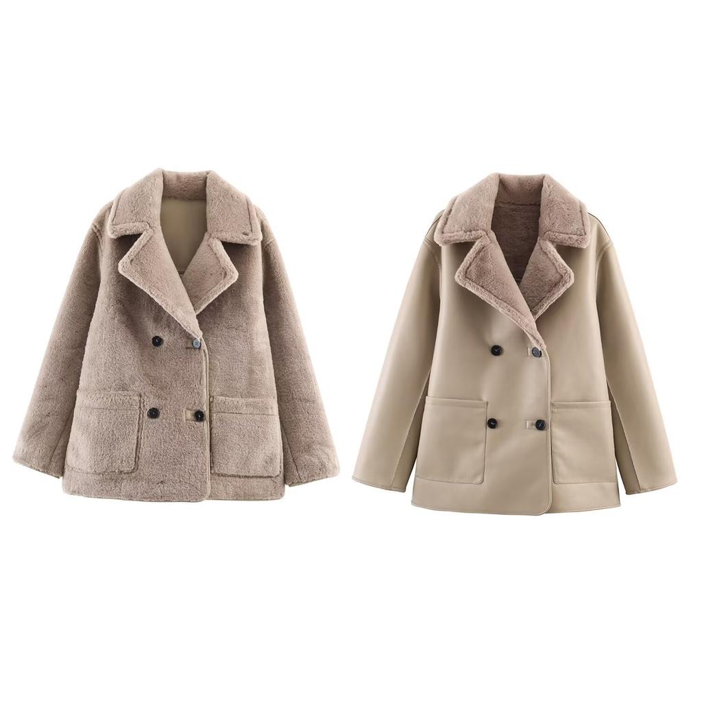 New, fur integrated double-sided two-wear coat 8490704