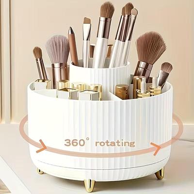 Organisateur de Maquillage Rotatif à 360° Rangement Cosmétique en Plastique avec 5 Compartiments Porte-Multi-Fonctions pour Pinceaux Rouges à Lèvres et Papeterie
