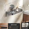 MIAOSHIJU Punch-Free Stainless Steel Bathroom Phone Holder with Shelf