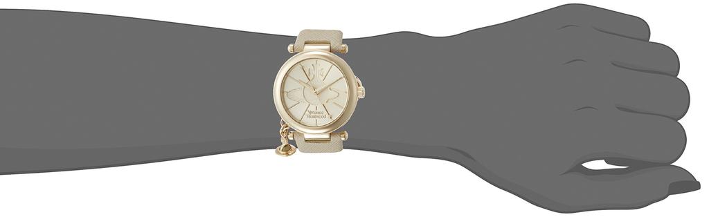 Vivienne Westwood ORB POP Women's Watch, Gold Dial, Ivory Leather, Quartz Movement, VV006GDCM (Parallel Import)