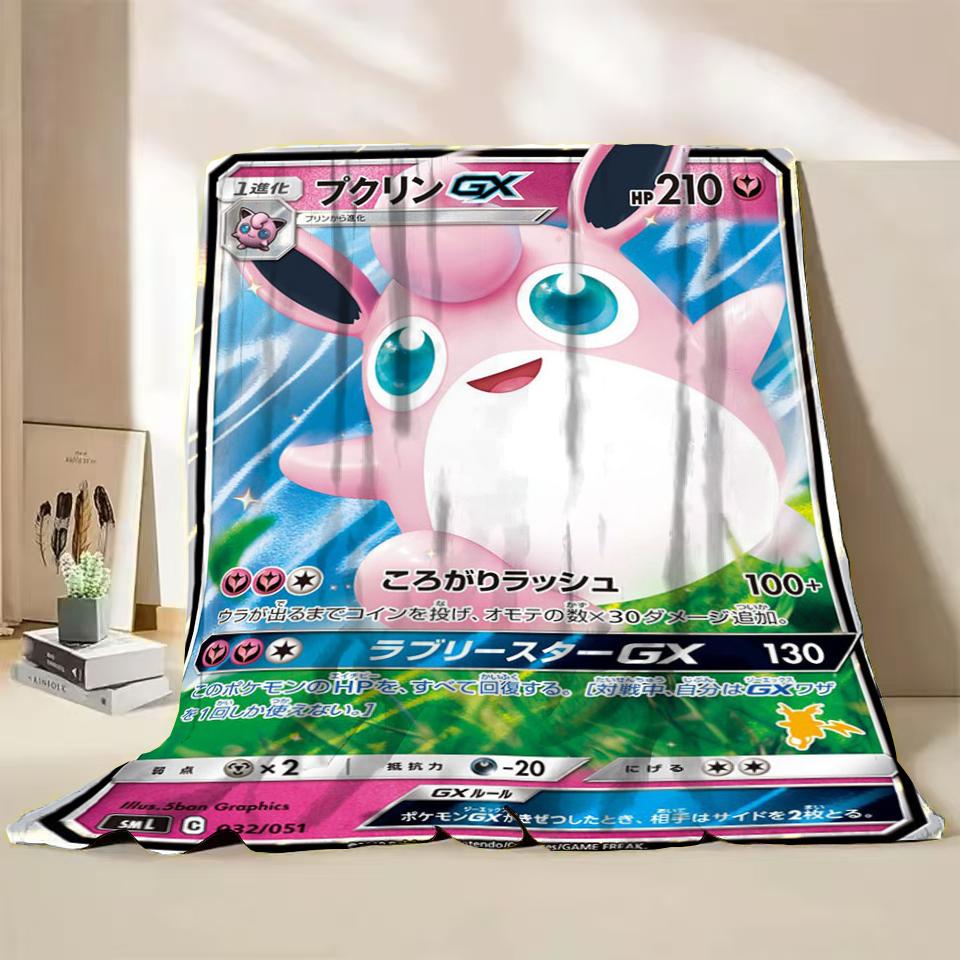 Pokémon Kaart Karakter Cartoon Flanellen Plaid Deken voor Slaapkamer Bed Bank Lunchpauze Picknick Reisdekens Kinderen Zachte Cadeaus