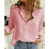 2023 European & American Women's Casual Loose Long Sleeve Cotton Linen Shirt - Solid Color