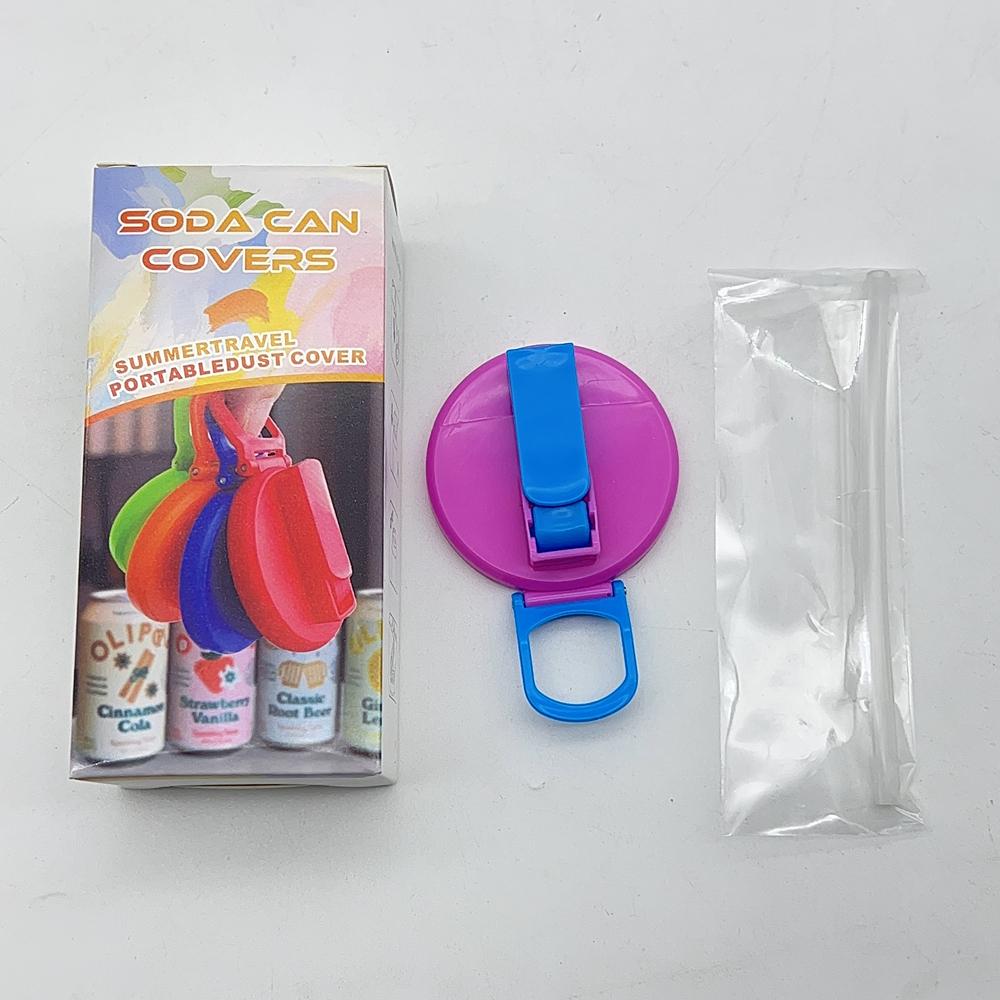 2 ks Kryt na plechovku od sody Kreativní Utěsněný Silikonový Kryt na plechovku od nápoje s brčkem Kryt na kelímek Vhodný pro konzervované nápoje Opakovaně použitelný Kryt na nádrž