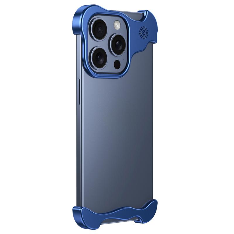 

For iPhone 12 Pro Max Bumper Case Metal Phone Cover with Aromatherapy Tablet Blue
