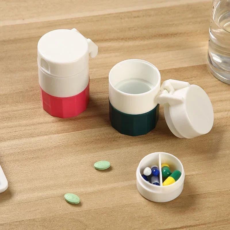 Cutting Tablets Pill Cutter Medicine Crusher 4 In1 Portable 4 Layer Grinder Splitter Tablet Cutter Divider Storage Case Pill Box