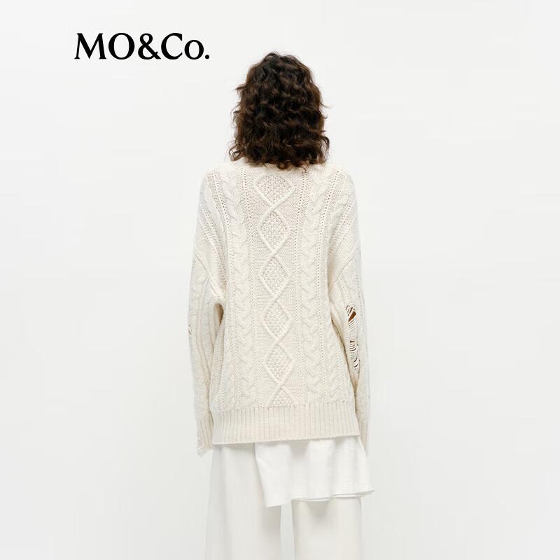 MO&Co. Embroidered Jacquard Lambswool Blend Sweater