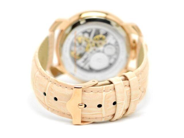 Pierre Taramon Watch PT-5000-3 Pink Embossed Leather Belt Type Brass Case NEW