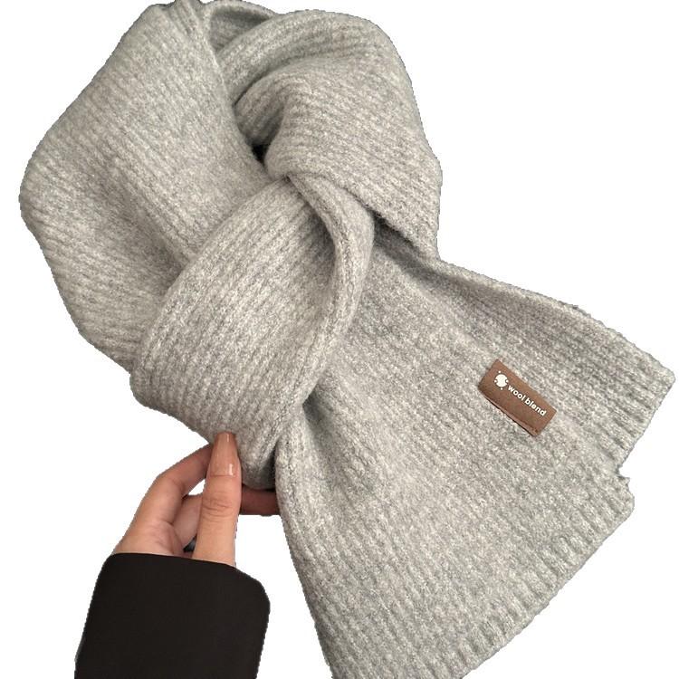 Romantic Solid Color High End New Small Scarf for Women in Winter Korean Atmosphere Student with Wool Scarf for Men