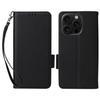 For iPhone 16 Pro Case with Wrist Strap Litchi Texture PU Leather Wallet Phone Cover