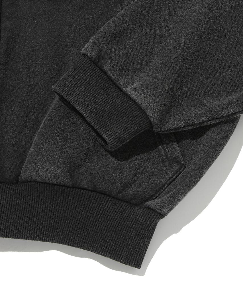 Wildleder Cropped Gewaschen Kapuze Reißverschluss [Wasch Schwarz]