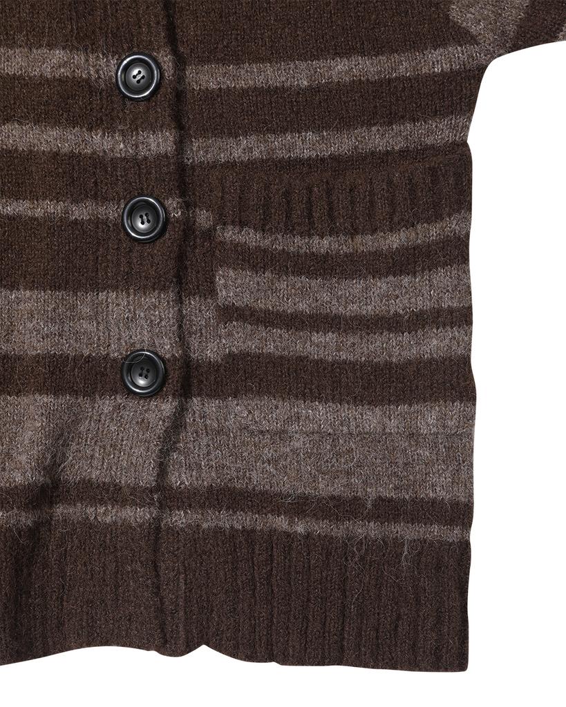 THEMUSEUMVISITOR Stripe Knit Zipup (Brown)