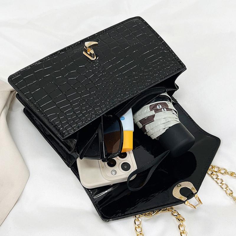 New Small Square Vintage Crocodile Pattern Chain Crossbody Bags and Bags Women Shoulder Buckle Messenger Bag