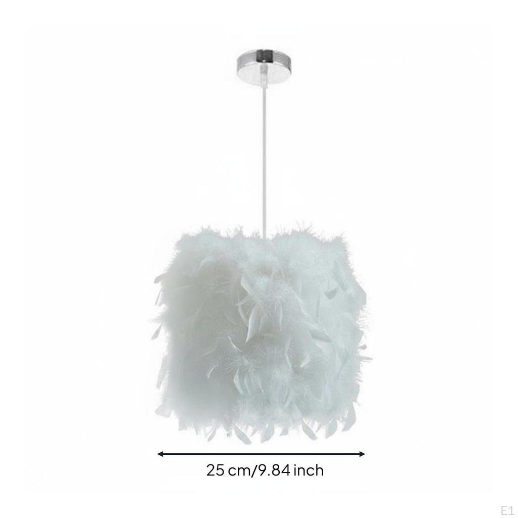Feather Pendant Light Romantic Chandelier for Bedroom, Living Room 25CM