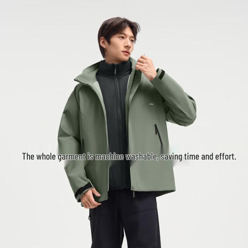 

Beneunder Men s Stretch Fleece 3-in-1 Detachable Hood Hard Shell Jacket LS103 M