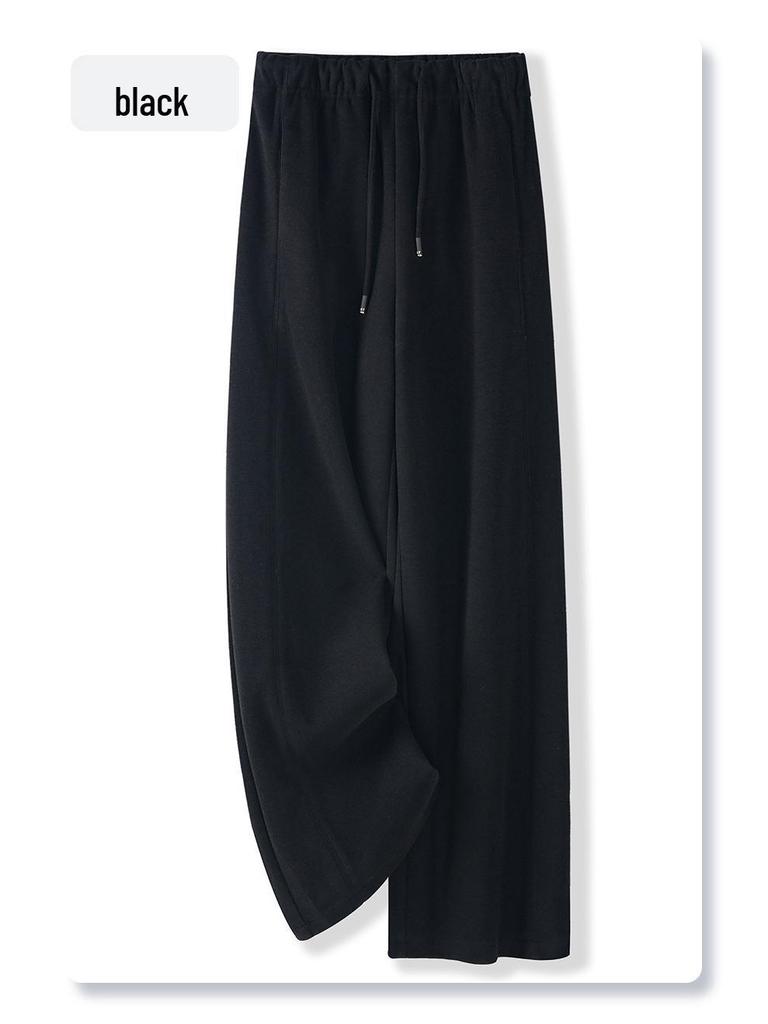 Gray High-Waisted Wool Wide-Leg Pants - Women's 2024 Autumn/Winter Collection