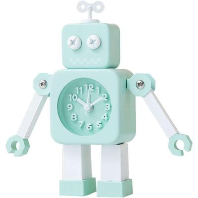 Macaron Color Children's Robot Clock Cartoon Mute Ins Style Metal Alarm Clock Hand and Foot Can Be Rotated