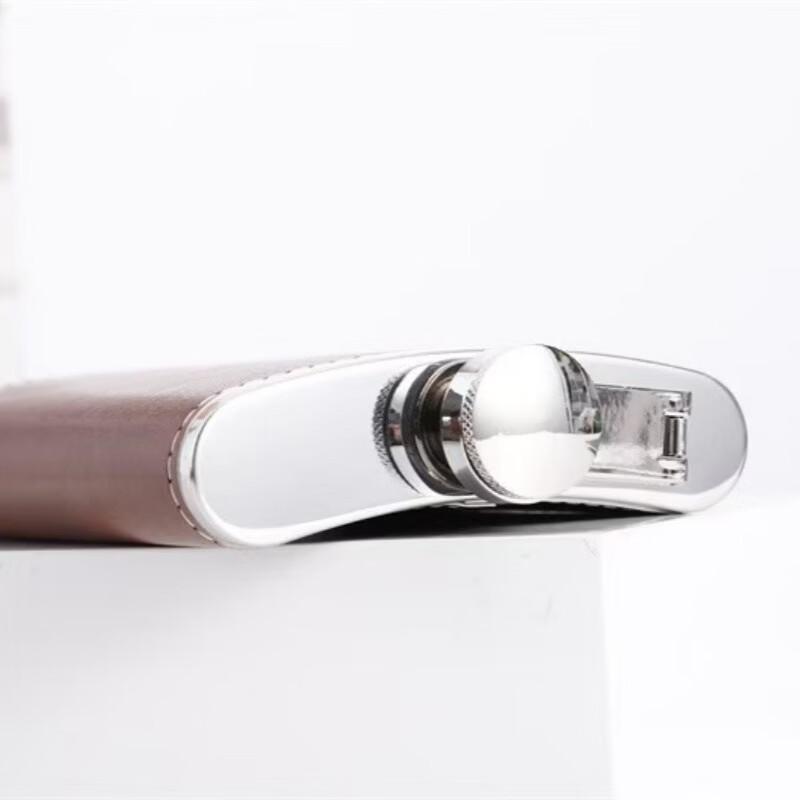 Changqi 8oz Stainless Steel Hip Flask with Brown Leather