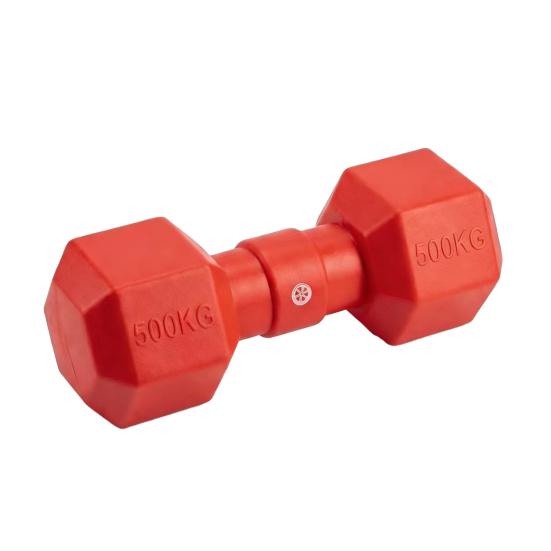 Dog Barbell Chew Toy Interactive Squeaky Puppy Chew Toy Textured Tooth Cleaning Toy