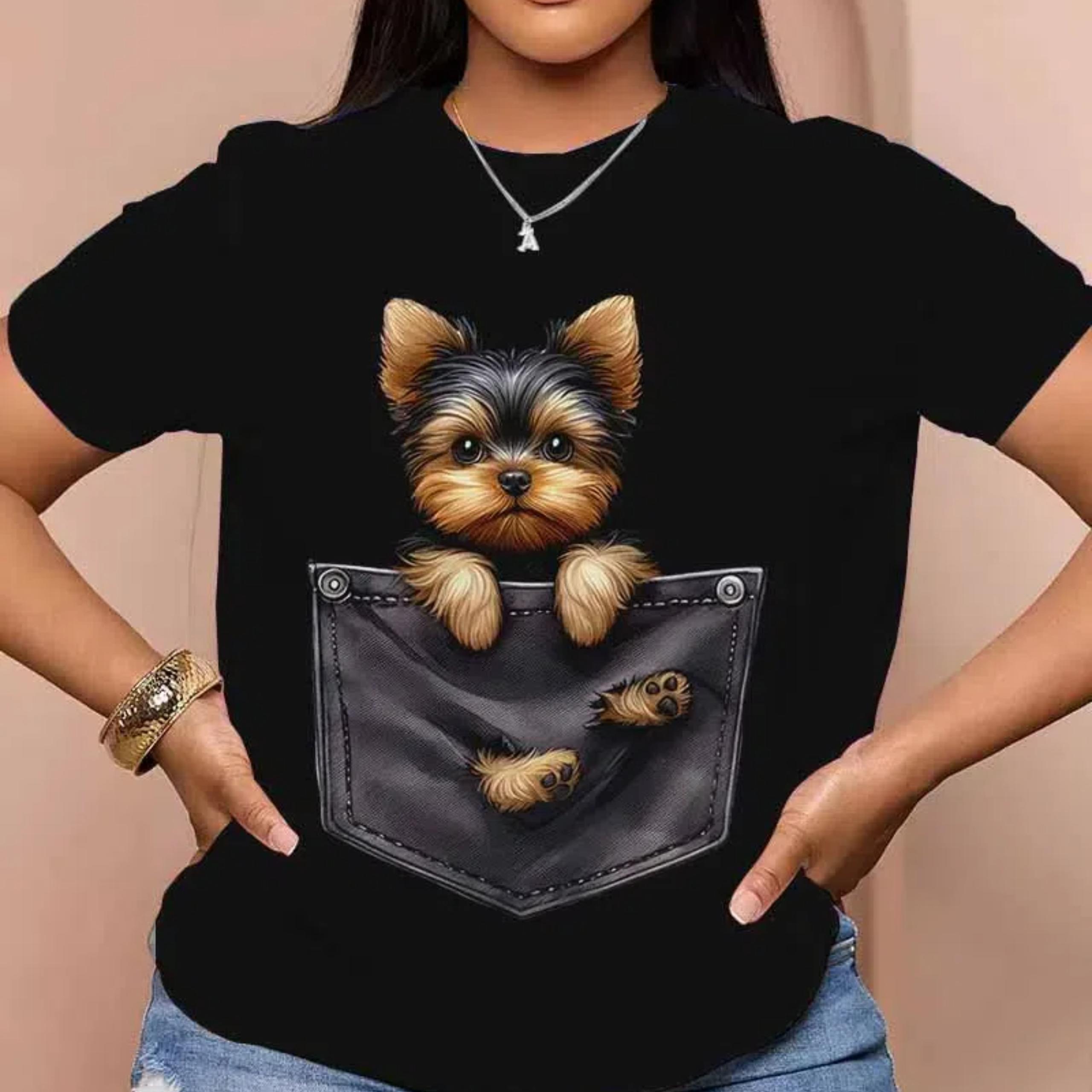 

Футболка с коротким рукавом с принтом животных 3D для женщин, уличная одежда с принтом собак, повседневная свободная футболка с круглым вырезом, женская футболка с рисунком 2XL