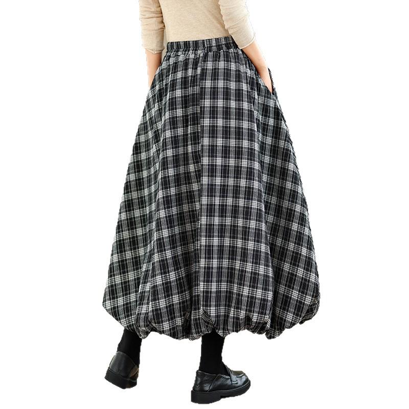 2025 Autumn/Winter High Waist Slimming Plaid Skirt - Mid-Length Japanese Style